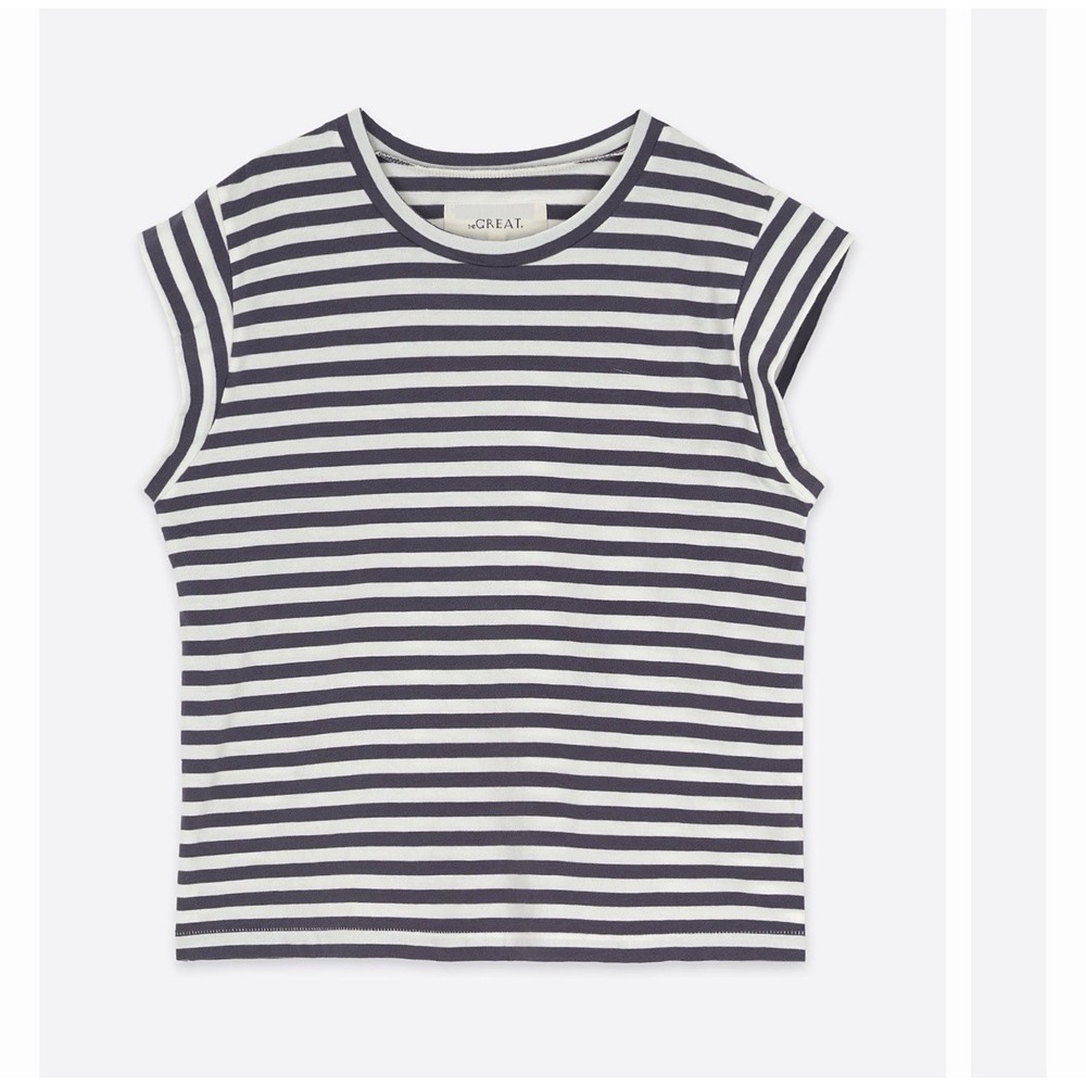 The GREAT. Peak Shoulder Tee Shirt Top in Heather Grey Women's size 0 US XS